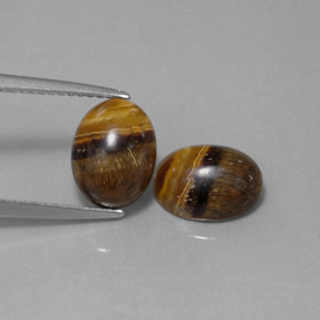Tiger's Eye طبيعي بلون بني ذهبي، وزن ‎‎ قيراط، شكل بيضاوى، مقاس ‎8.9x7‎ مم