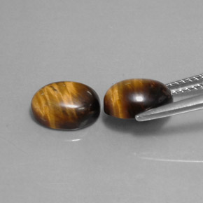 Tiger's Eye طبيعي بلون بني ذهبي، وزن ‎‎ قيراط، شكل بيضاوى، مقاس ‎9x7‎ مم