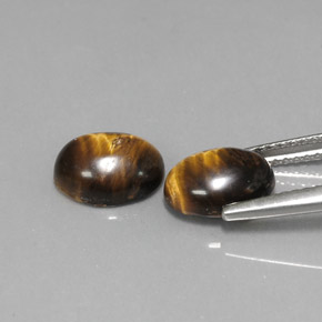 Tiger's Eye طبيعي بلون بني ذهبي، وزن ‎‎ قيراط، شكل بيضاوى، مقاس ‎8.8x6.9‎ مم