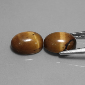 Tiger's Eye طبيعي بلون بني ذهبي، وزن ‎‎ قيراط، شكل بيضاوى، مقاس ‎9x7‎ مم