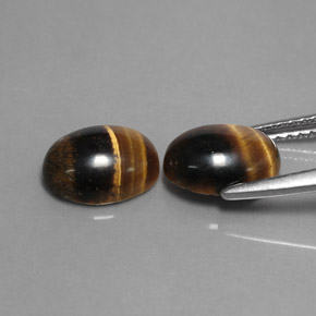 Tiger's Eye طبيعي بلون بني ذهبي، وزن ‎‎ قيراط، شكل بيضاوى، مقاس ‎8.8x6.8‎ مم