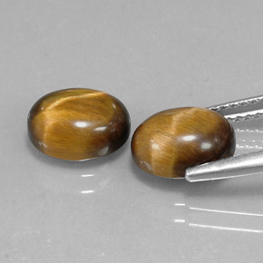 Tiger's Eye طبيعي بلون بني ذهبي، وزن ‎‎ قيراط، شكل بيضاوى، مقاس ‎9x7‎ مم