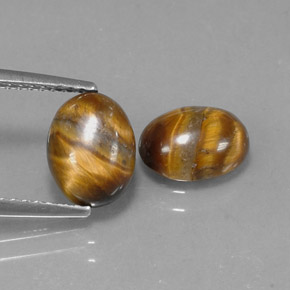 Tiger's Eye طبيعي بلون بني ذهبي، وزن ‎‎ قيراط، شكل بيضاوى، مقاس ‎8.9x6.8‎ مم