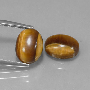 Tiger's Eye طبيعي بلون بني ذهبي، وزن ‎‎ قيراط، شكل بيضاوى، مقاس ‎8.9x6.9‎ مم