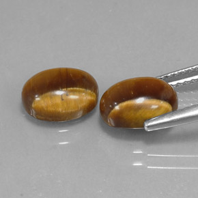 Tiger's Eye طبيعي بلون بني ذهبي، وزن ‎‎ قيراط، شكل بيضاوى، مقاس ‎8.9x6.9‎ مم