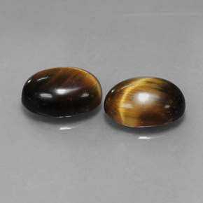 Tiger's Eye طبيعي بلون بني ذهبي، وزن ‎‎ قيراط، شكل بيضاوى، مقاس ‎8.8x6.8‎ مم
