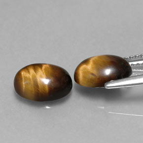 Tiger's Eye طبيعي بلون بني ذهبي، وزن ‎‎ قيراط، شكل بيضاوى، مقاس ‎8.7x6.8‎ مم
