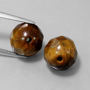 Tiger's Eye طبيعي بلون بني ذهبي، وزن ‎‎ قيراط، شكل كرة / كروي، مقاس ‎10.28‎ مم
