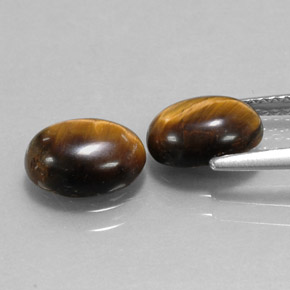 Tiger's Eye طبيعي بلون بني ذهبي، وزن ‎‎ قيراط، شكل بيضاوى، مقاس ‎9x7‎ مم