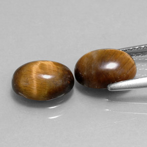 Tiger's Eye طبيعي بلون بني ذهبي، وزن ‎‎ قيراط، شكل بيضاوى، مقاس ‎8.7x6.7‎ مم