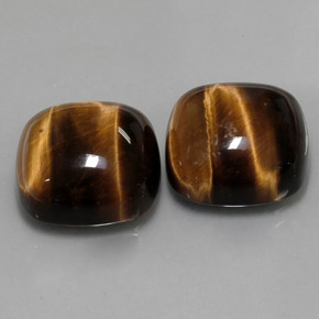 Tiger's Eye طبيعي بلون بني ذهبي، وزن ‎‎ قيراط، شكل قطع وسادة، مقاس ‎15.2x15.1‎ مم