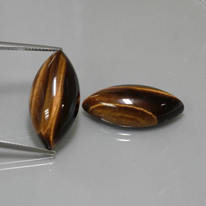 Tiger's Eye طبيعي بلون بني ذهبي، وزن ‎‎ قيراط، شكل ماركيز، مقاس ‎24.9x12.2‎ مم
