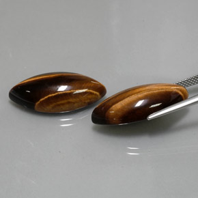 Tiger's Eye طبيعي بلون بني ذهبي، وزن ‎‎ قيراط، شكل ماركيز، مقاس ‎24.9x12.2‎ مم