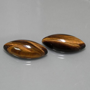 Tiger's Eye طبيعي بلون بني ذهبي، وزن ‎‎ قيراط، شكل ماركيز، مقاس ‎24.9x12.1‎ مم