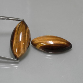 Tiger's Eye طبيعي بلون بني ذهبي، وزن ‎‎ قيراط، شكل ماركيز، مقاس ‎24.8x12.1‎ مم