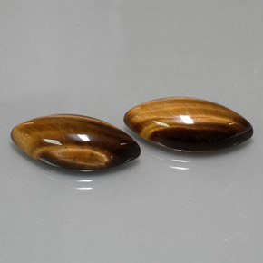 Tiger's Eye طبيعي بلون بني ذهبي، وزن ‎‎ قيراط، شكل ماركيز، مقاس ‎24.8x12.1‎ مم