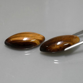 Tiger's Eye طبيعي بلون بني ذهبي، وزن ‎‎ قيراط، شكل ماركيز، مقاس ‎24.8x12.1‎ مم