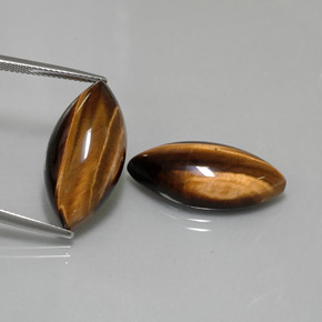 Tiger's Eye طبيعي بلون بني ذهبي، وزن ‎‎ قيراط، شكل ماركيز، مقاس ‎24.8x12.1‎ مم