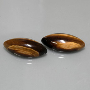 Tiger's Eye طبيعي بلون بني ذهبي، وزن ‎‎ قيراط، شكل ماركيز، مقاس ‎24.8x12.1‎ مم