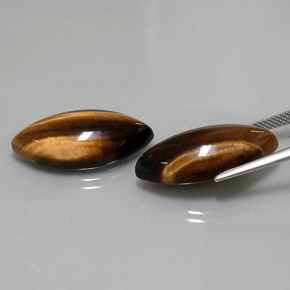 Tiger's Eye طبيعي بلون بني ذهبي، وزن ‎‎ قيراط، شكل ماركيز، مقاس ‎24.8x12.1‎ مم