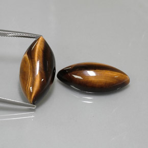 Tiger's Eye طبيعي بلون بني ذهبي، وزن ‎‎ قيراط، شكل ماركيز، مقاس ‎24.9x12.2‎ مم