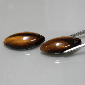Tiger's Eye طبيعي بلون بني ذهبي، وزن ‎‎ قيراط، شكل ماركيز، مقاس ‎24.9x12.2‎ مم