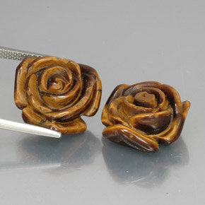 Tiger's Eye طبيعي بلون بني ذهبي، وزن ‎‎ قيراط، شكل شكل خيالي، مقاس ‎15.7x15.1‎ مم