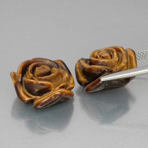 Tiger's Eye طبيعي بلون بني ذهبي، وزن ‎‎ قيراط، شكل شكل خيالي، مقاس ‎15.7x15.1‎ مم