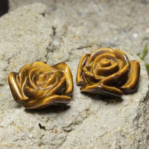 Tiger's Eye طبيعي بلون بني ذهبي، وزن ‎20.93‎ قيراط، شكل قطع زهرة، مقاس ‎15.5x15.4‎ مم