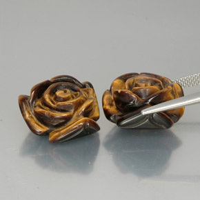 Tiger's Eye طبيعي بلون بني ذهبي، وزن ‎‎ قيراط، شكل شكل خيالي، مقاس ‎15.3x14‎ مم