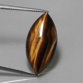 Tiger's Eye طبيعي بلون بني ذهبي، وزن ‎13.03‎ قيراط، شكل ماركيز، مقاس ‎24.8x12.1‎ مم