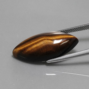 Tiger's Eye طبيعي بلون بني ذهبي، وزن ‎13.03‎ قيراط، شكل ماركيز، مقاس ‎24.8x12.1‎ مم