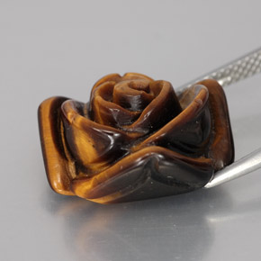 عين النمر ذهب البنى طبيعي، شكل خيالي، 12.07 قيراط، غير شفاف