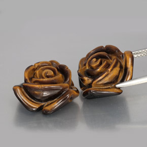 Tiger's Eye طبيعي بلون بني ذهبي، وزن ‎‎ قيراط، شكل شكل خيالي، مقاس ‎15.8x15.5‎ مم