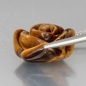Tiger's Eye طبيعي بلون بني ذهبي، وزن ‎10.53‎ قيراط، شكل شكل خيالي، مقاس ‎15.6x15.1‎ مم