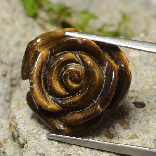 عين النمر بنى متوسط طبيعي، قص وردة، 10.98 قيراط، غير شفاف