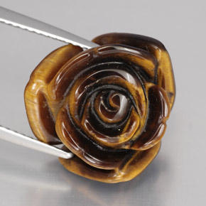 Tiger's Eye طبيعي بلون بني ذهبي، وزن ‎11.90‎ قيراط، شكل شكل خيالي، مقاس ‎15.4x15‎ مم