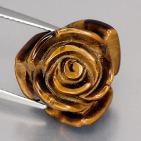 Tiger's Eye طبيعي بلون بني ذهبي، وزن ‎12.49‎ قيراط، شكل شكل خيالي، مقاس ‎15.8x15.1‎ مم