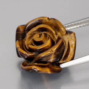 Tiger's Eye طبيعي بلون بني ذهبي، وزن ‎12.49‎ قيراط، شكل شكل خيالي، مقاس ‎15.8x15.1‎ مم