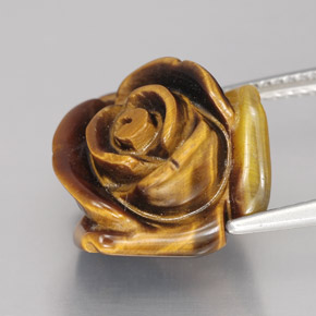 Tiger's Eye طبيعي بلون بني ذهبي، وزن ‎11.74‎ قيراط، شكل شكل خيالي، مقاس ‎15.5x14.6‎ مم