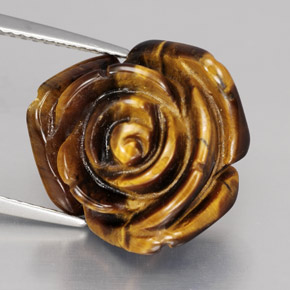 Tiger's Eye طبيعي بلون بني ذهبي، وزن ‎11.62‎ قيراط، شكل شكل خيالي، مقاس ‎16.1x15.6‎ مم