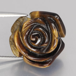 Tiger's Eye طبيعي بلون بني ذهبي، وزن ‎11.76‎ قيراط، شكل شكل خيالي، مقاس ‎15.4x15.4‎ مم