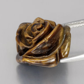 Tiger's Eye طبيعي بلون بني ذهبي، وزن ‎11.76‎ قيراط، شكل شكل خيالي، مقاس ‎15.4x15.4‎ مم