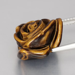 Tiger's Eye طبيعي بلون بني ذهبي، وزن ‎11.69‎ قيراط، شكل شكل خيالي، مقاس ‎15.6x15.3‎ مم