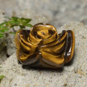 Tiger's Eye طبيعي بلون بني ذهبي، وزن ‎13.26‎ قيراط، شكل قطع زهرة، مقاس ‎16.5x16.1‎ مم