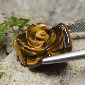 Tiger's Eye طبيعي بلون بني ذهبي، وزن ‎13.26‎ قيراط، شكل قطع زهرة، مقاس ‎16.5x16.1‎ مم