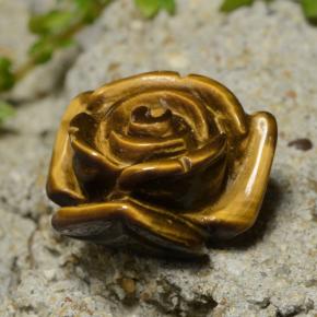 Tiger's Eye طبيعي بلون بني ذهبي، وزن ‎13.31‎ قيراط، شكل قطع زهرة، مقاس ‎16.1x15.7‎ مم