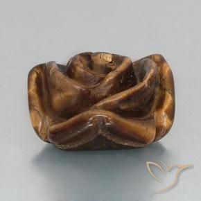 Tiger's Eye طبيعي بلون بني محمر، وزن ‎12.89‎ قيراط، شكل قطع زهرة، مقاس ‎16.3x15.7‎ مم
