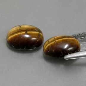 Tiger's Eye طبيعي بلون بني ذهبي، وزن ‎‎ قيراط، شكل بيضاوى، مقاس ‎8.8x6.8‎ مم