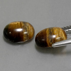 Tiger's Eye طبيعي بلون بني ذهبي، وزن ‎‎ قيراط، شكل بيضاوى، مقاس ‎8.8x6.8‎ مم